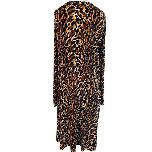 Norma Kamali Ladies XL Leopard Animal Print Robe Bathrobe Belted Knee Length - Picture 4 of 6